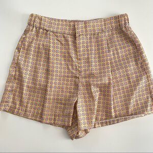 ZARA High Waisted Satin Trouser Shorts Geometric Pattern size Medium